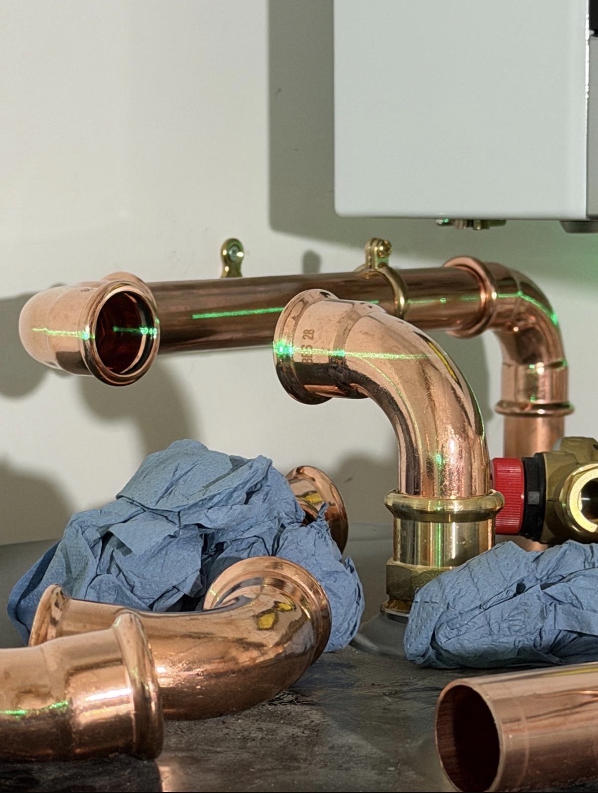 Press-fit copper pipework and fittings