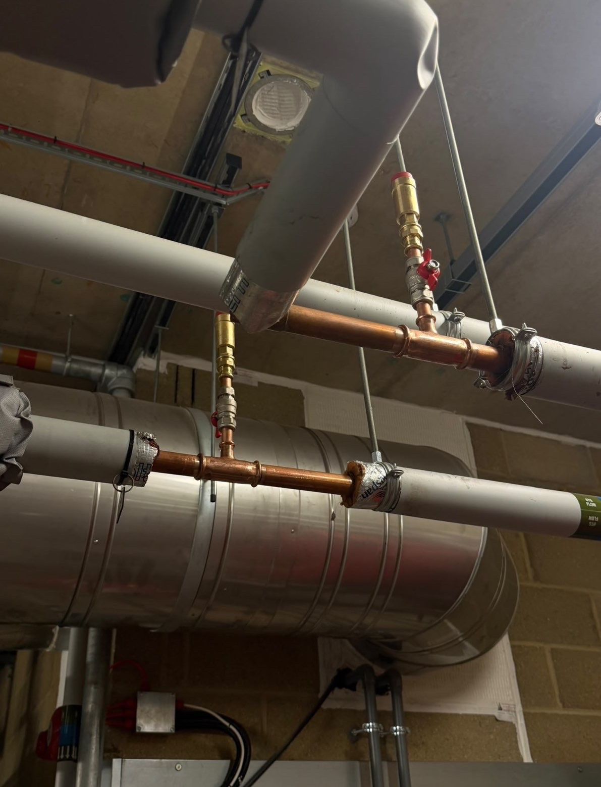 Plant room copper pipework installation